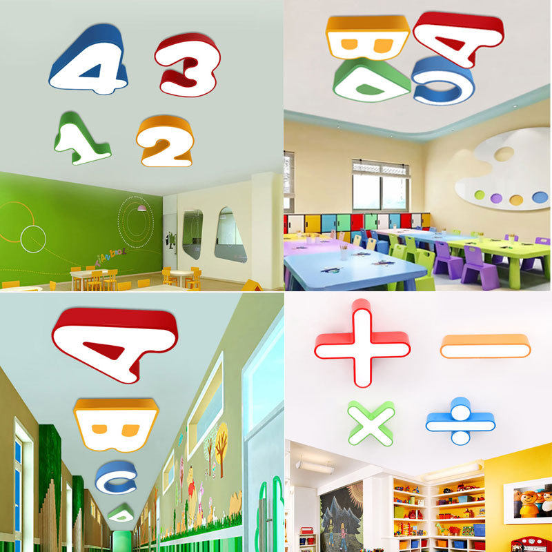 led彩色卡通ABCD字母灯幼儿园教室吊灯早教母婴店儿童房吸顶灯具