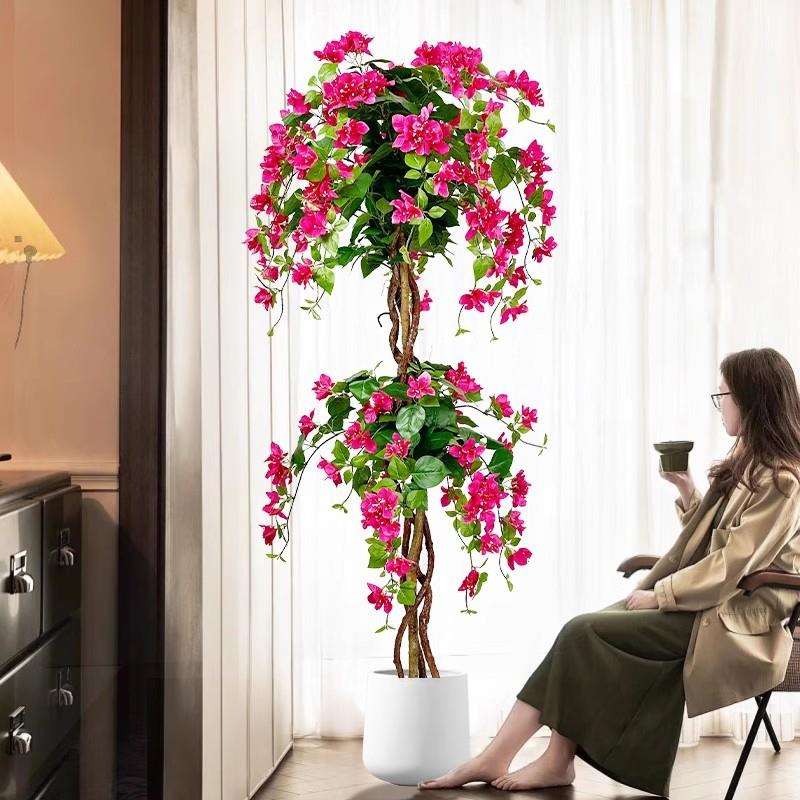 仿真三角梅花室内装饰绿植盆栽客厅装饰落地假花植物造景假树摆件图片