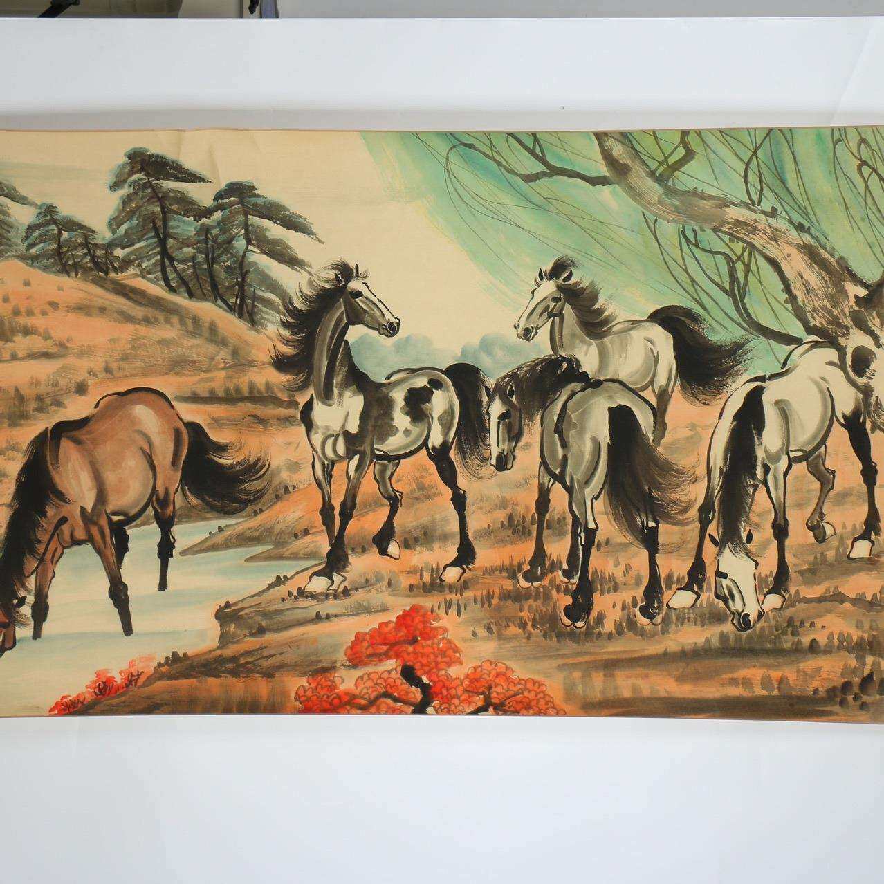 厂家精品长卷大画山水动物客厅装饰画仿古字画卧室装饰画