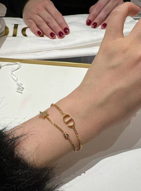 轻奢优雅镀18K金双链条水晶手链