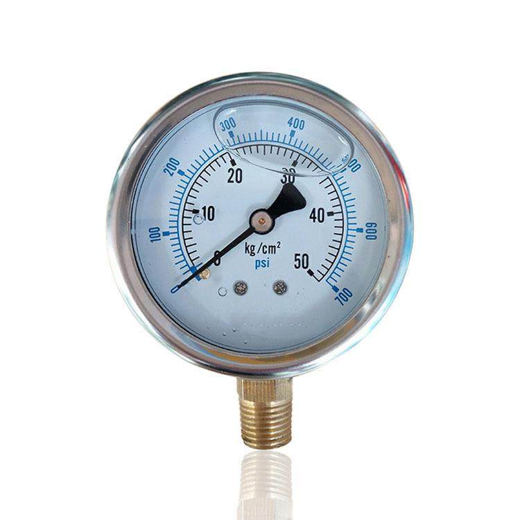 径向不锈钢耐震压力表304立装液压注油加液YBN6350KG700PSI1/4