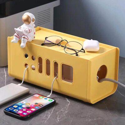 缐收纳整理盒子插座收纳盒电线 缐盒理线 缐充电器塑料盒电线集