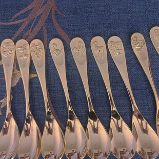 紫羹匙汤勺子铜匙勺勺子纯铜加厚饭勺汤勺铜羹十二生肖铜黄铜餐具