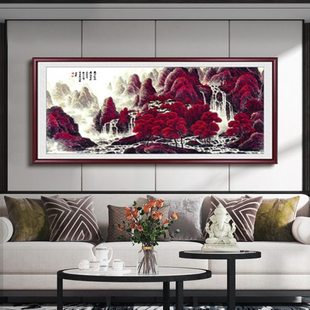 李可染国画万山红遍大气山水挂画办公室靠山壁画客厅背景墙装饰画