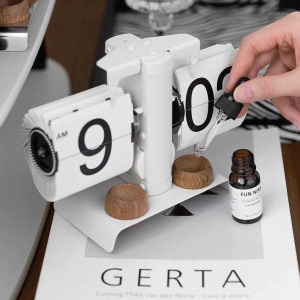 创意机械自动电子翻页时钟实木扩香檀木桌面复古摆件座钟复古简约,家居饰品,立钟/落地钟,淘宝优惠券,粉丝福利购,淘宝优惠卷