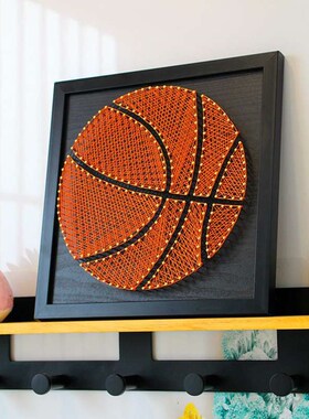 篮球编织画 钉子绕线画 diy材料包或成品 学生情人生日缠绕画