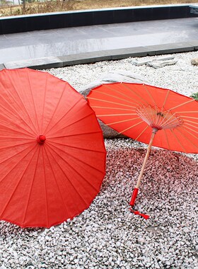 纯色婚庆红色工艺伞中国风印花绸布伞吊顶装饰伞旗袍走秀
