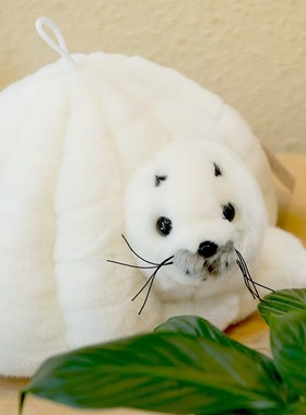 小海豹玩偶雪洞公仔带窝毛绒玩具带洞小号海洋馆可爱娃娃儿童