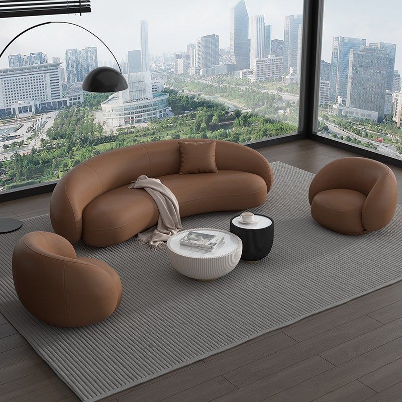 弧形沙发茶几组合客厅美容院会所休息区接待会客售楼处办公室沙发,住宅家具,皮艺沙发,淘宝优惠券,粉丝福利购,淘宝优惠卷