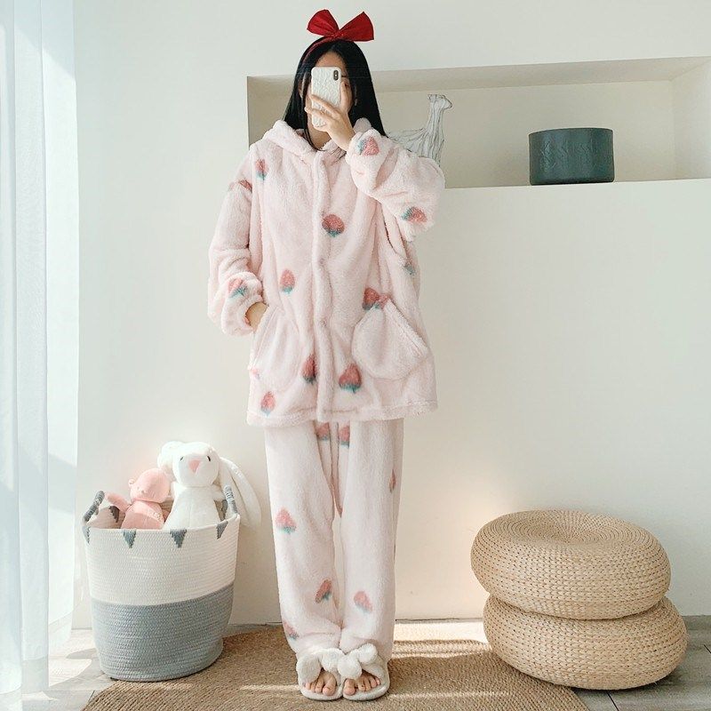 草莓孕产妇哺乳大码开衫法兰绒睡衣冬季绒套装孕妇胖mm连帽月子服,孕妇装/孕产妇用品/营养,哺乳衣/月子服,淘宝优惠券,粉丝福利购,淘宝优惠卷