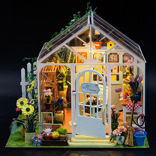 diy小屋手工制作花房立体拼图房子别墅拼装模型3d立体拼图娃娃屋