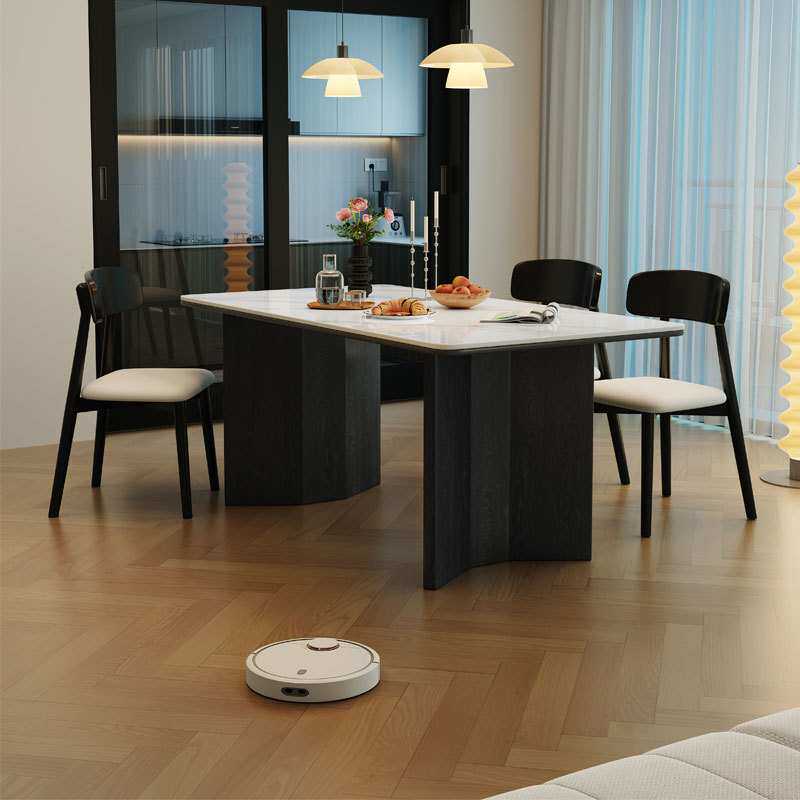 法式奶油风白色实木餐桌椅组合简约小户型长方形吃饭桌子家用方桌