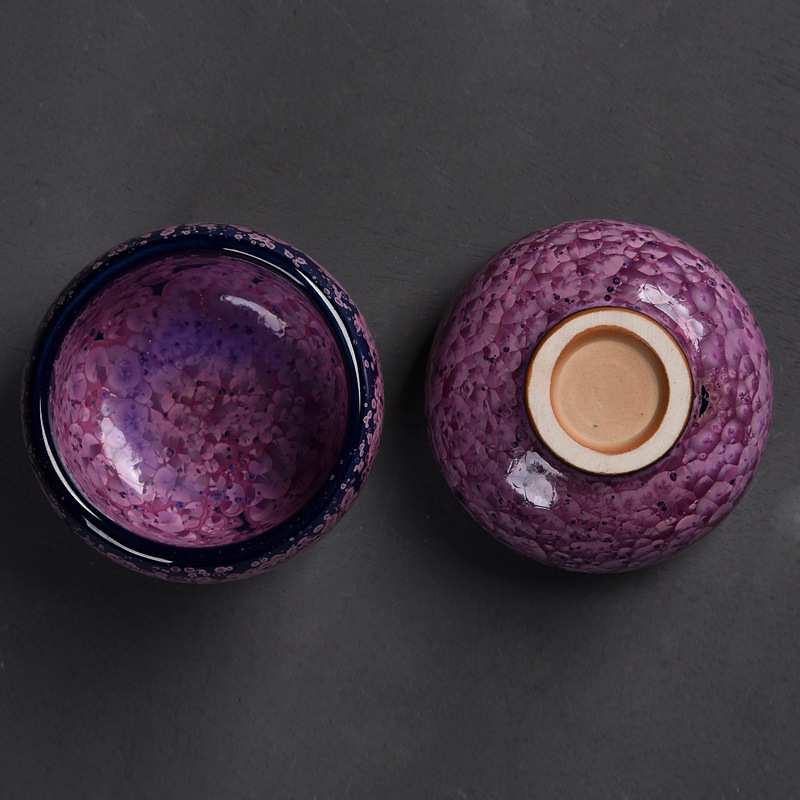 天目釉鸢尾花镶银茶杯主人杯窑变建盏银鱼茶盏茶碗品茗单杯
