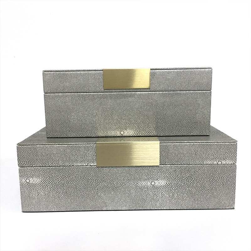 供应直角五金收纳盒简约现代银色魔鬼鱼纹直角五金饰品收纳盒