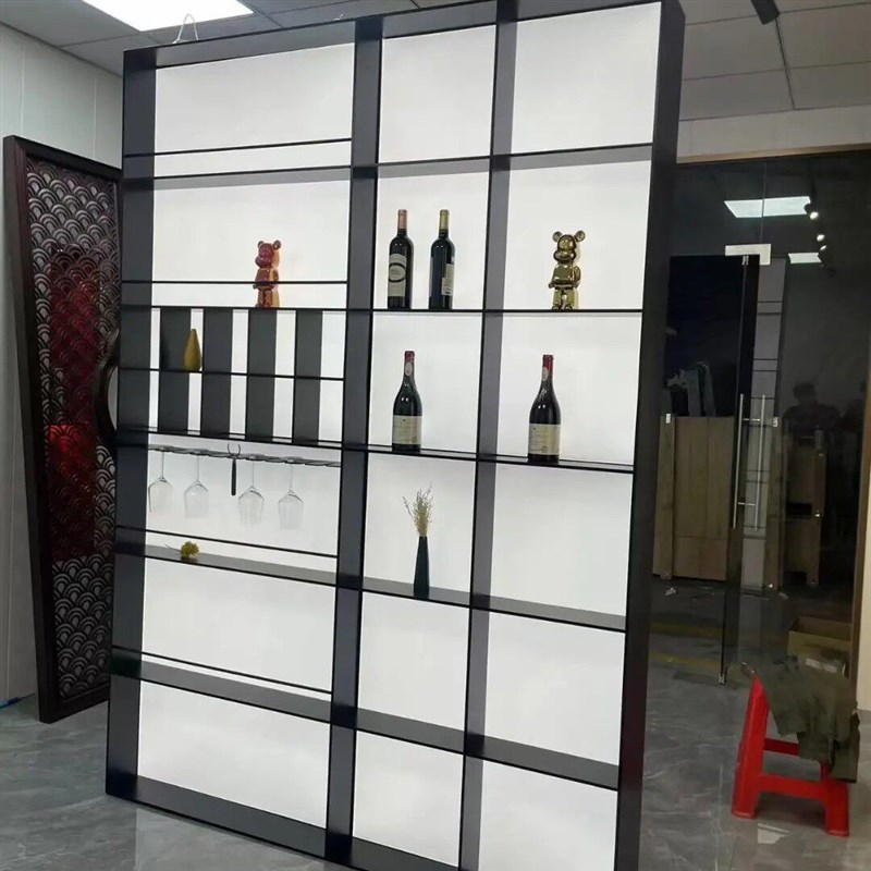 定制不锈钢发光背板柜置物架酒柜亚克力导光板柜体展示柜井字柜 - 实物图