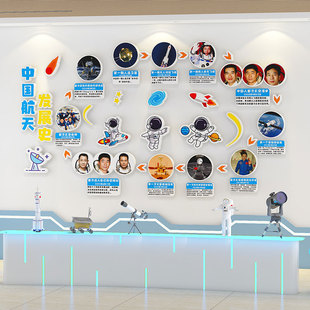 幼儿园墙面装饰中国航天发展史太空科技主题文化墙贴成品环创材料