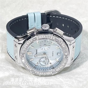 海达豪力女款轻奢小众石英女士镶钻皮带手表潮流送朋友