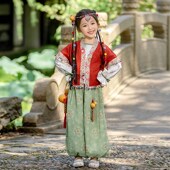 装 女孩民族风藏族裤 异域服饰 古风马甲套装 汉服女童春秋儿童新中式