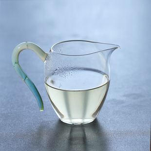 挑tea春辰绯花 纯手工玻璃公道杯高硼硅耐高温侧把隔热断水爽利