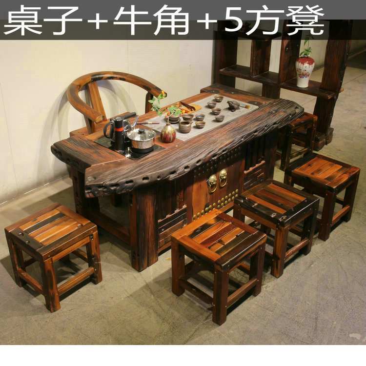 老船木茶台家具古船木茶桌椅组合客厅功夫泡茶几全套新中式家俱