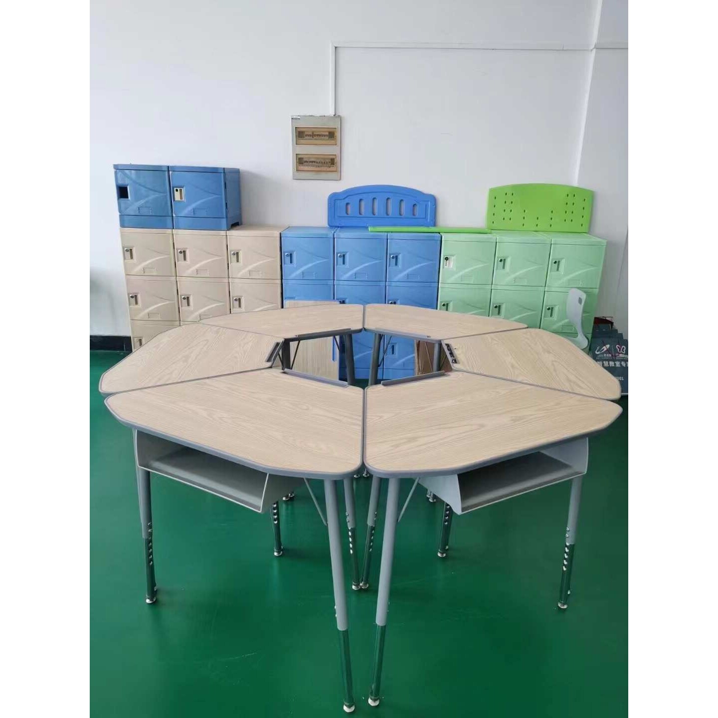 六边形组合桌课桌椅学习桌创客教室可移动写字桌智慧教室桌椅组合