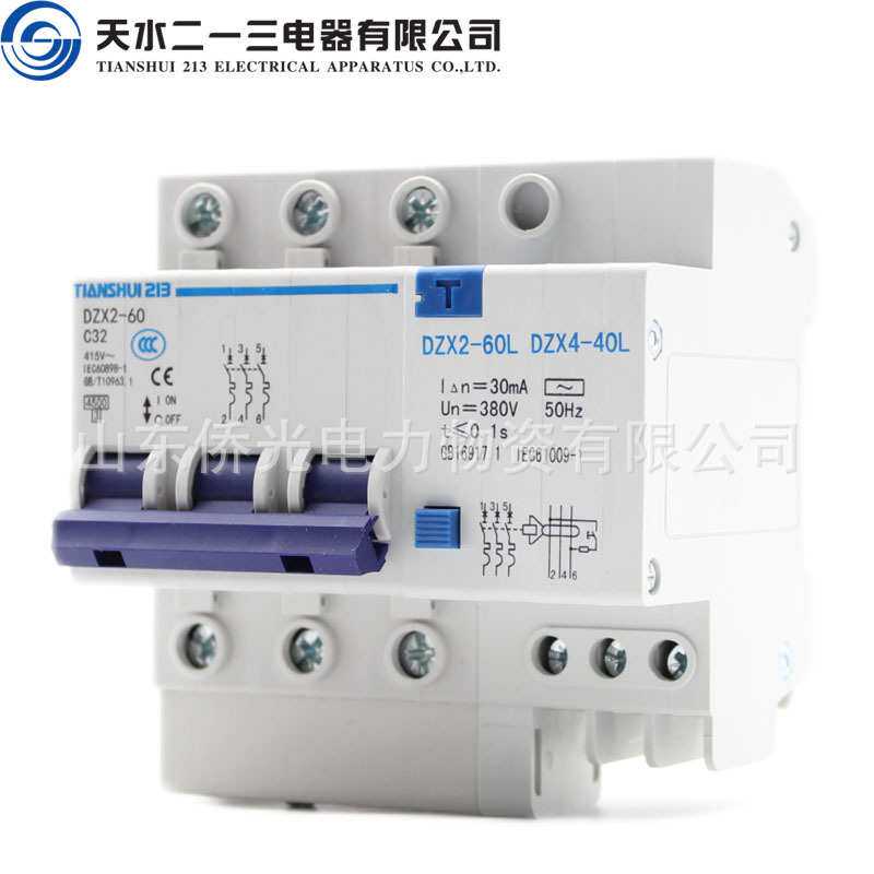 天水漏电保护器断路器DZX2L-60 DZX2-40L 60L 2P15A32A60A开关