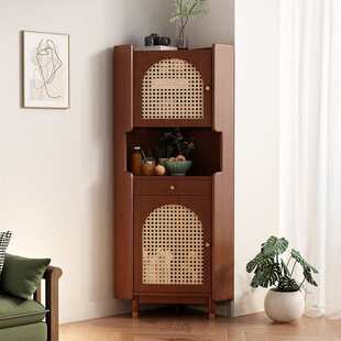 角柜墙角柜客厅实木转角柜樱桃木色置物架边角柜子墙边拐弯三角柜