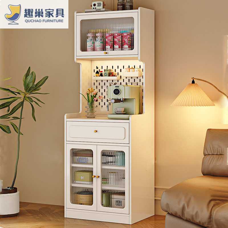 实木餐边柜洞洞板复古窄款置物茶水柜一体小户型厨房收纳储物柜