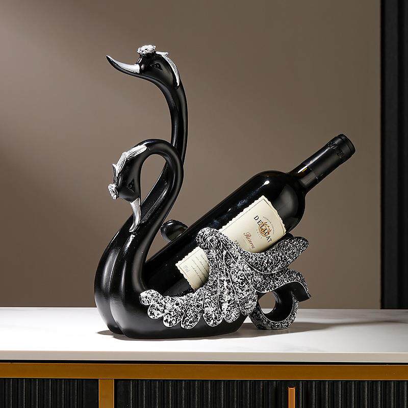 创意轻奢红酒架黑天鹅摆件餐桌边酒柜摆红酒瓶架子装饰品