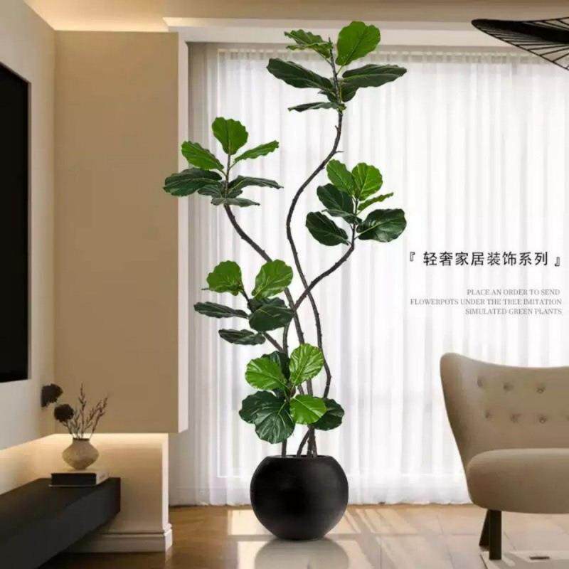 琴叶榕仿真绿植室内软装落地摆件中古风客厅大型仿生假树植物盆栽