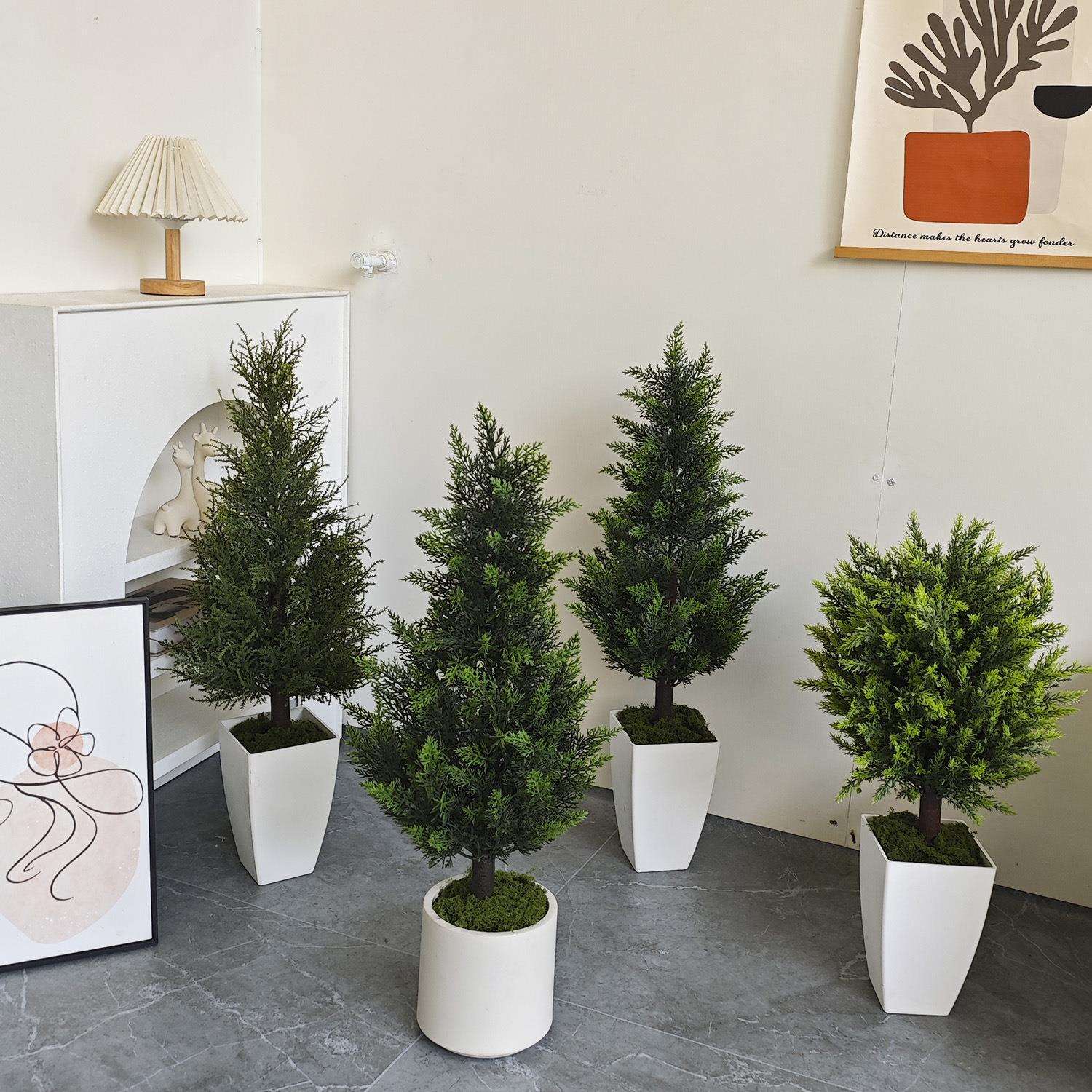绿植盆栽仿真柏树松树假树室内装饰真植物圣诞树北欧家居摆件假花图片