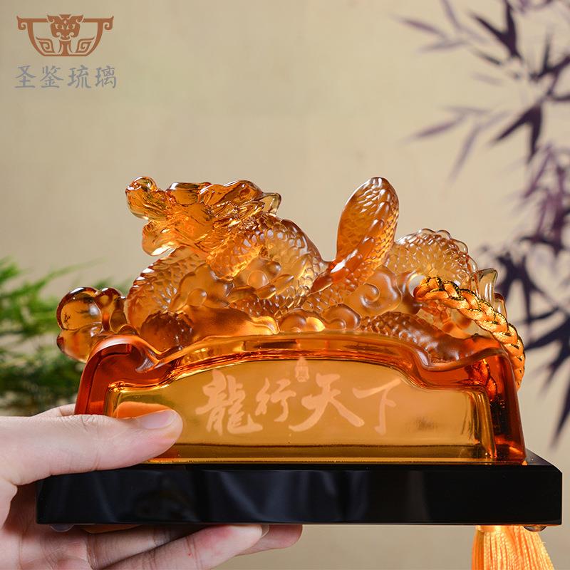 厂家龙年吉祥物手工雕刻古法脱蜡工艺客厅桌面装饰品摆件