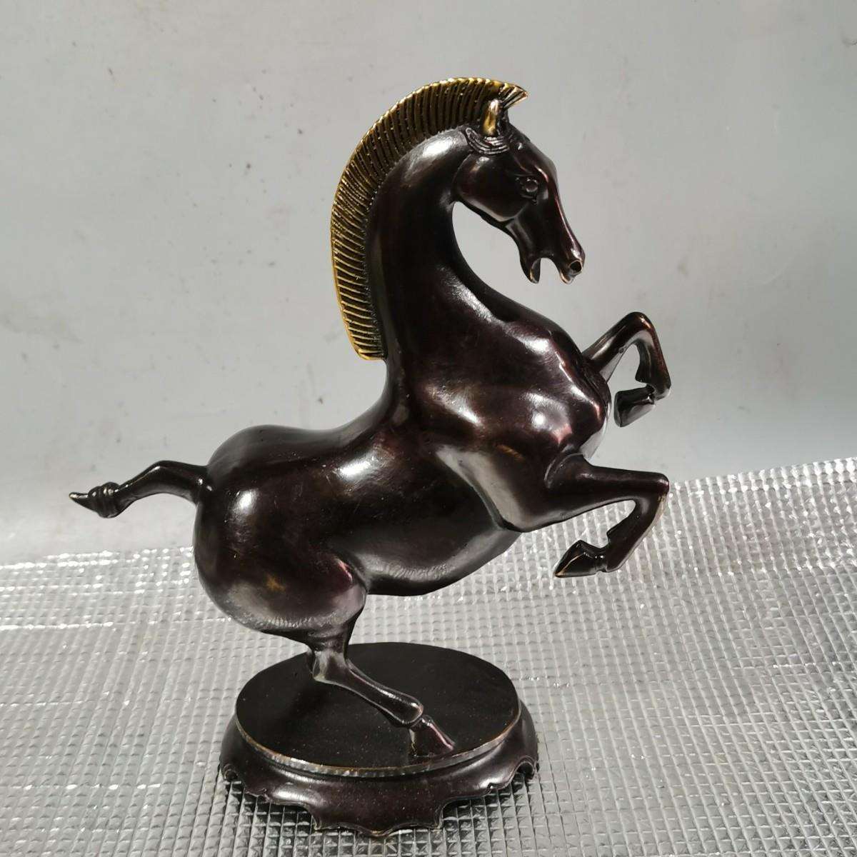 仿古马到成功古玩铜器做旧生肖马客厅办公室装饰古董工艺品