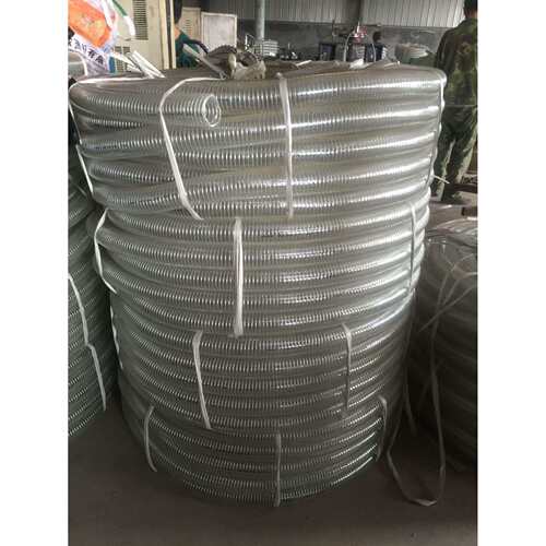 耐寒-35度防静电PVC透明钢丝软管炼油厂油罐车卸油专用钢丝管
