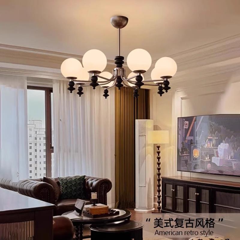 美式复古吊灯客厅灯高级感魔豆卧室餐厅中古高端民宿公寓装饰灯具