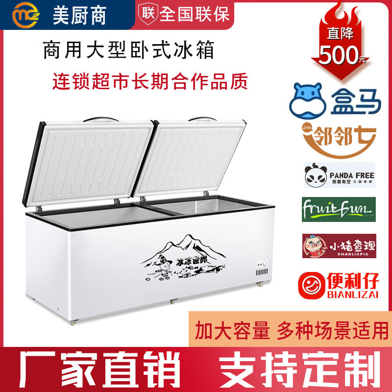 冰柜商用大容量冰箱家用冷藏保鲜冷冻两用铜管卧式冷柜单双温雪柜