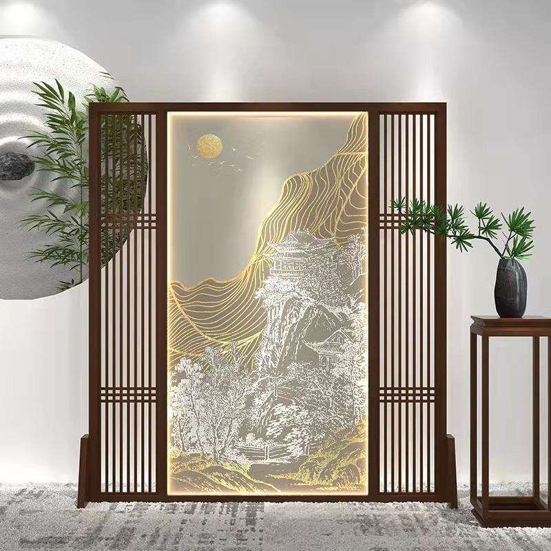 新中式仿古门窗花格 木制仿古隔断屏风客厅 屏风柜