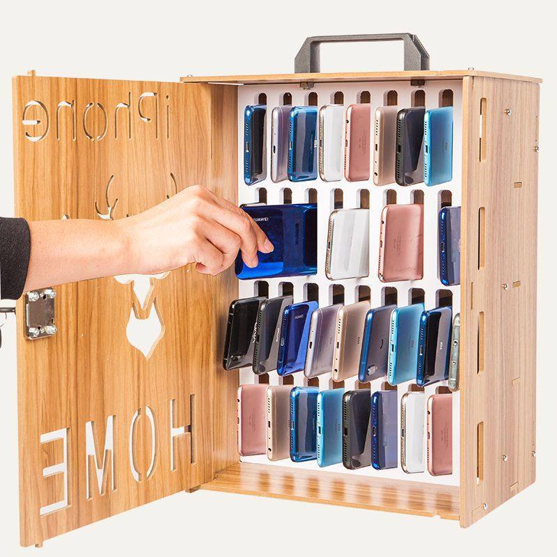 带锁手机收纳盒存放保管箱办公室会议管理桌面多格柜便携置物架子,收纳整理,收纳洞洞板,淘宝优惠券,粉丝福利购,淘宝优惠卷