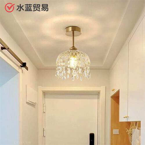 过道灯走廊玄关入户灯法式水晶吸顶灯阳台法式氛围高级小吊灯