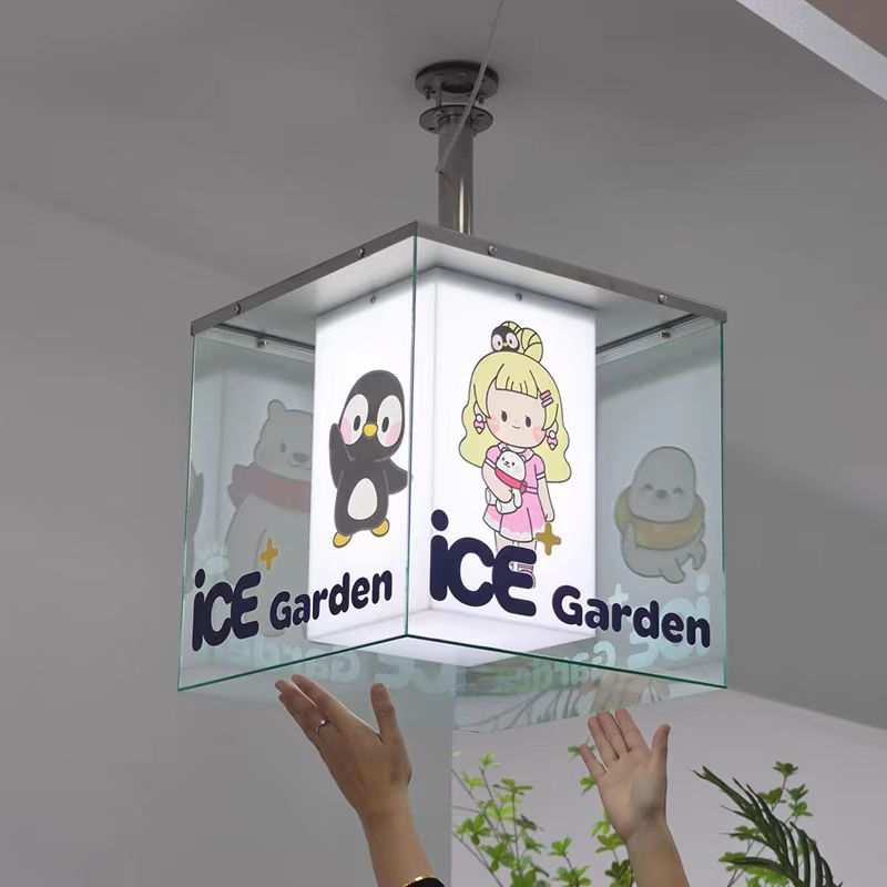 透明亚克力店招店铺灯箱360发光门头车牌展示吊顶悬挂招牌广告