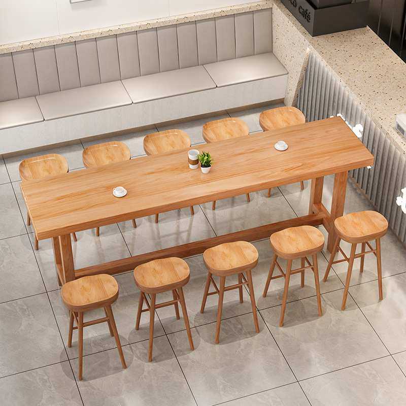 商用咖啡店实木家用吧台桌阳台靠墙长条桌窄桌酒吧台奶茶店高脚桌