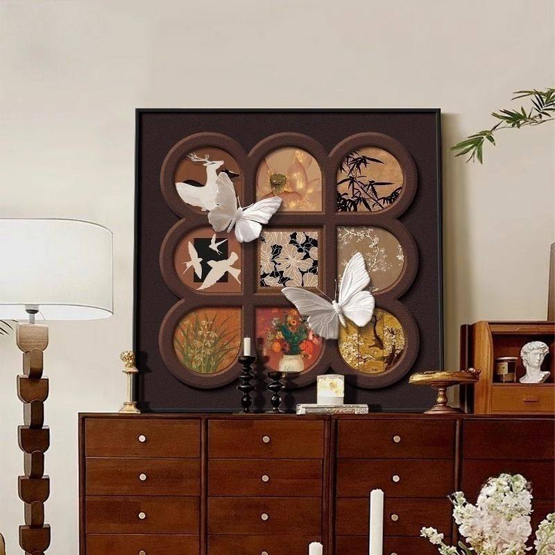 中古风桌面摆画2025新款装饰画电视柜摆件高级客厅卧室床头壁挂画