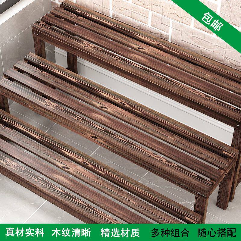 长条凳花架防腐木防水木质单层多肉一层落地阳台置物花架户外室外