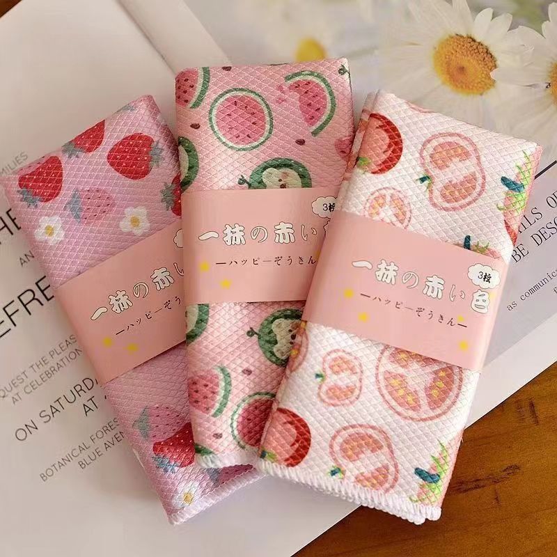 日本3P花鱼鳞抹布加厚擦玻璃无水痕清洁布