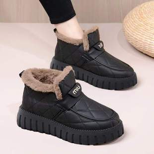 棉鞋2025冬季加绒加厚保暖防滑女士棉鞋厚底防寒防水冬天鞋子