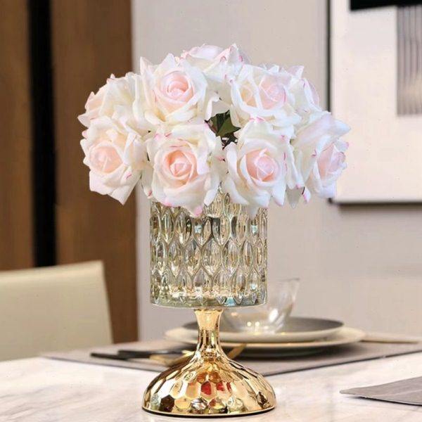 欧式轻奢水晶玻璃花瓶家居装饰糖果罐化妆刷收纳桶餐桌台面摆件