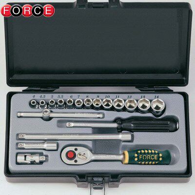 进口FORCE19件套筒组合棘轮扳手组套工具汽修套筒扳手
