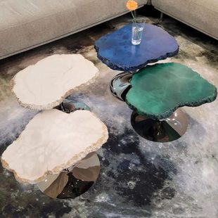 边几客厅家用小户型轻奢高级感大理石定制创意不规则雪花石茶几