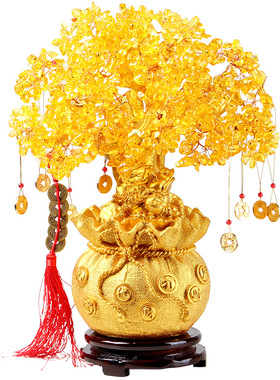 现代北欧轻奢家居客厅酒柜小装饰品摆件博古N架招财树工艺品新中