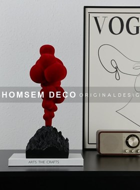 样板间入a户玄关柜抽象火山爆发艺术摆件售楼处办公室博古架工艺